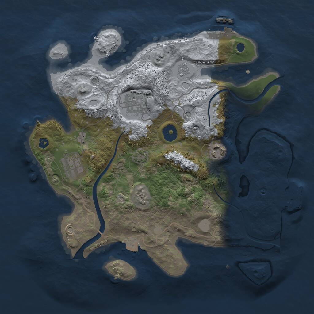 Rust Map: Procedural Map, Size: 3001, Seed: 50002, 9 Monuments