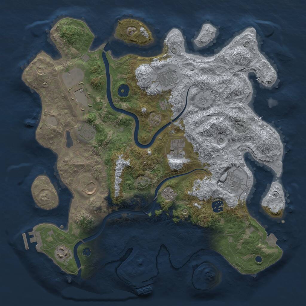 Rust Map: Procedural Map, Size: 3750, Seed: 801406052, 15 Monuments