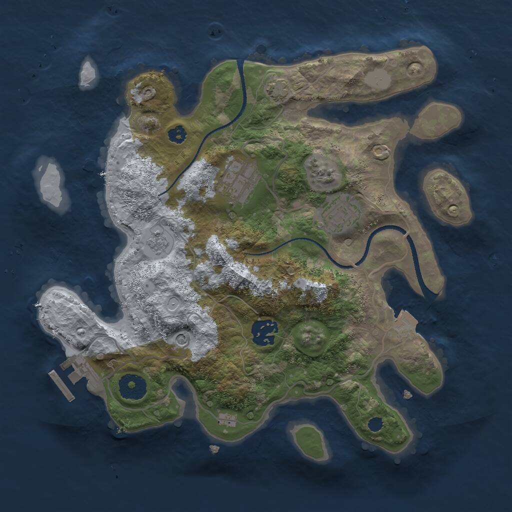 Rust Map: Procedural Map, Size: 2850, Seed: 491977458, 8 Monuments