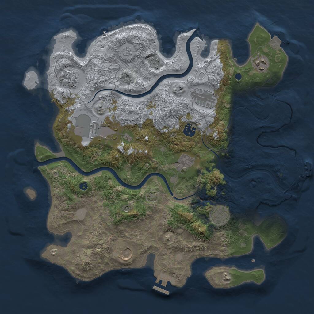 Rust Map: Procedural Map, Size: 3750, Seed: 155077119, 15 Monuments