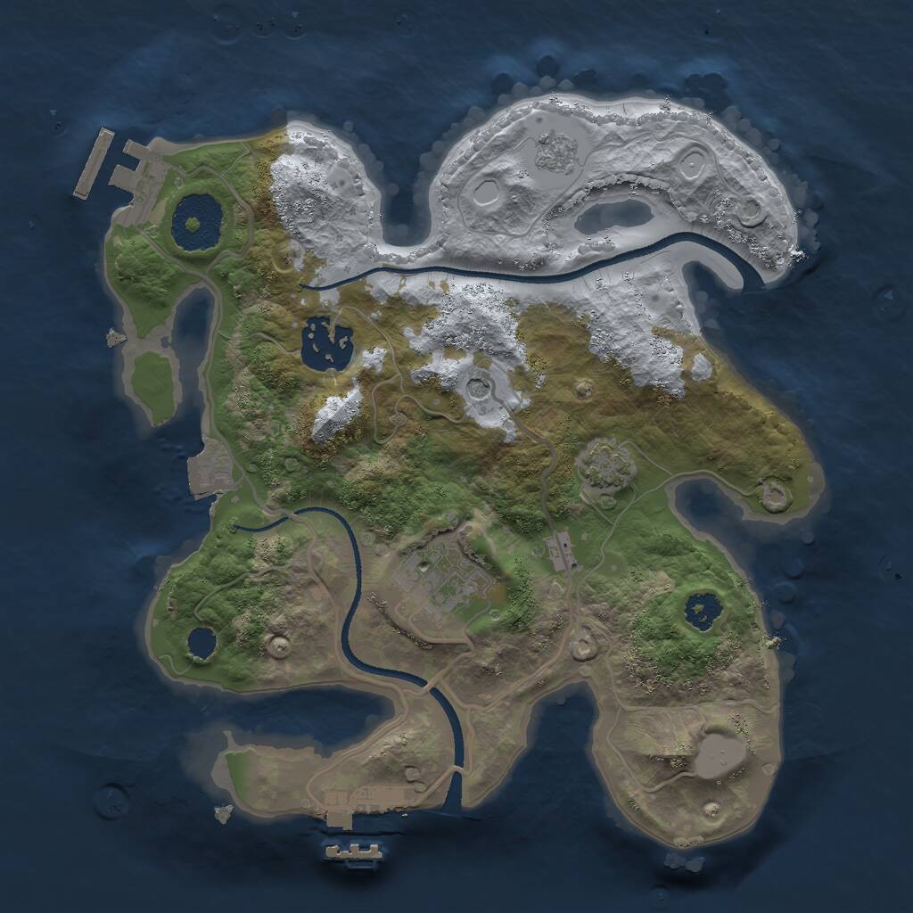 Rust Map: Procedural Map, Size: 2500, Seed: 49982, 8 Monuments