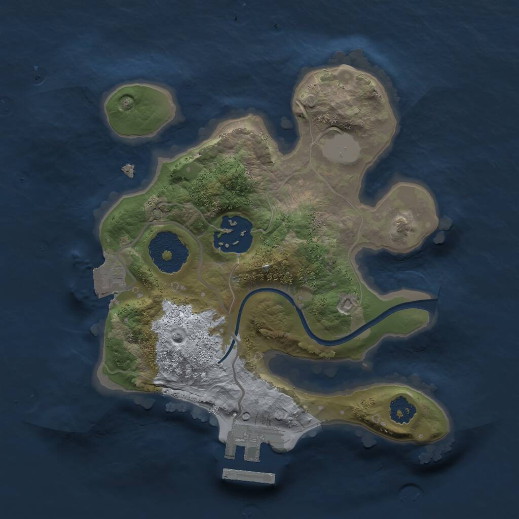 Rust Map: Procedural Map, Size: 2000, Seed: 673856, 3 Monuments