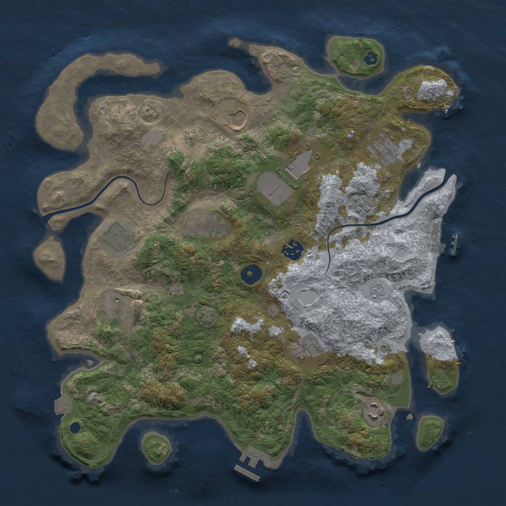 Rust Map: Procedural Map, Size: 3800, Seed: 41234242, 16 Monuments