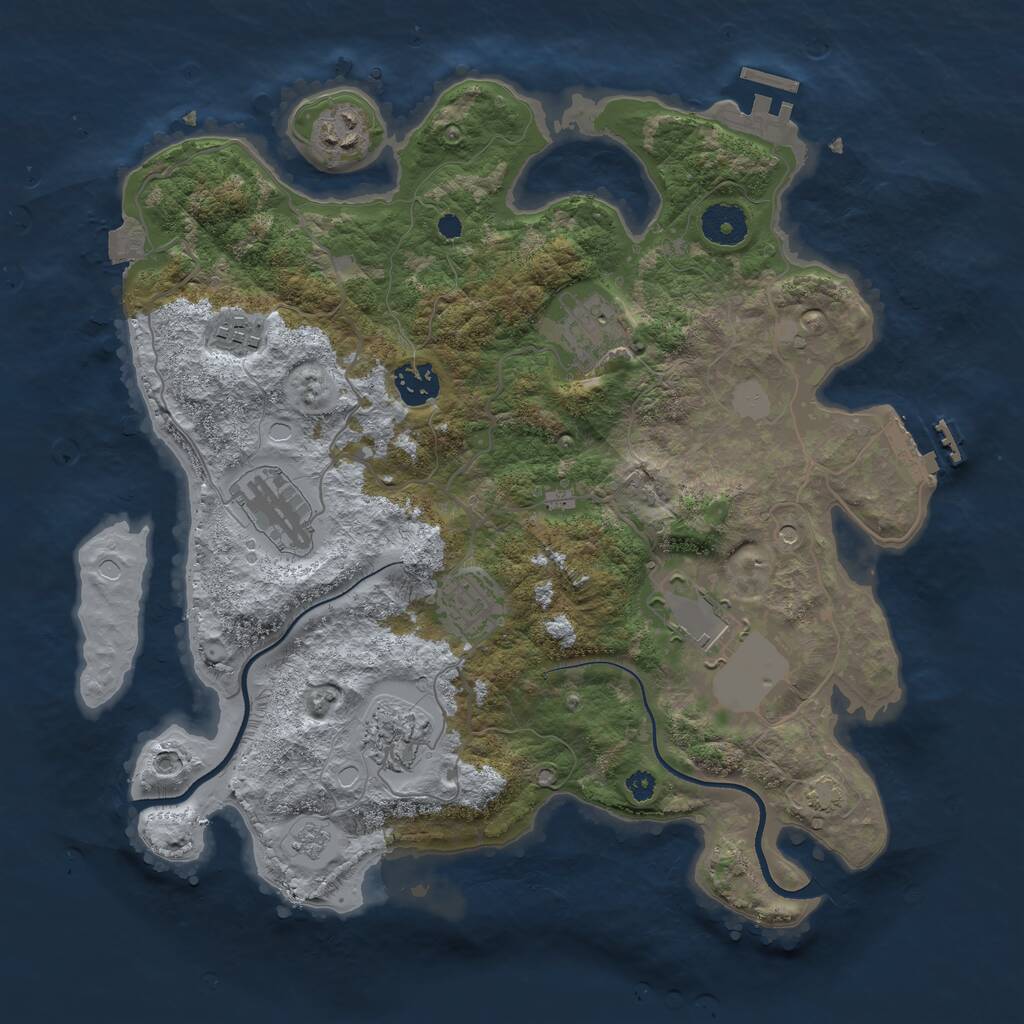 Rust Map: Procedural Map, Size: 3505, Seed: 779699744, 14 Monuments