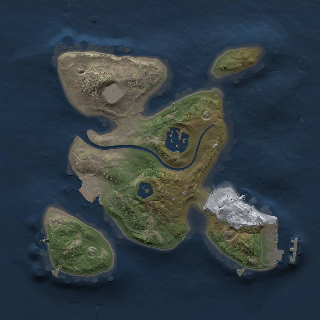 Rust Map: Procedural Map, Size: 2000, Seed: 673812, 3 Monuments