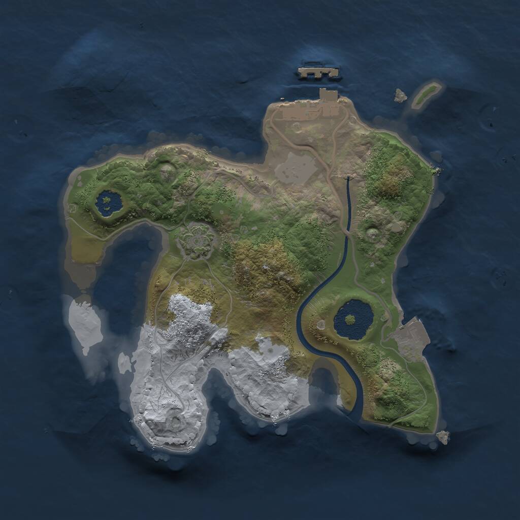 Rust Map: Procedural Map, Size: 2000, Seed: 6738444, 3 Monuments