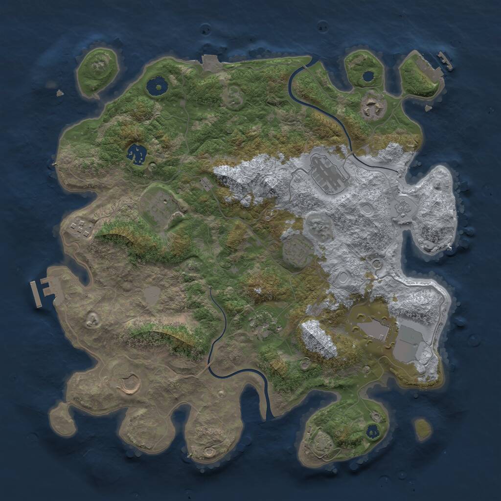 Rust Map: Procedural Map, Size: 3750, Seed: 1596111774, 15 Monuments