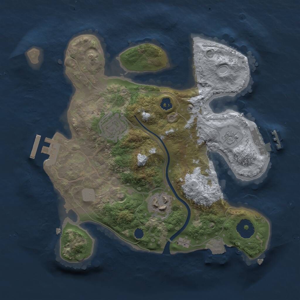 Rust Map: Procedural Map, Size: 2500, Seed: 1333844991, 6 Monuments