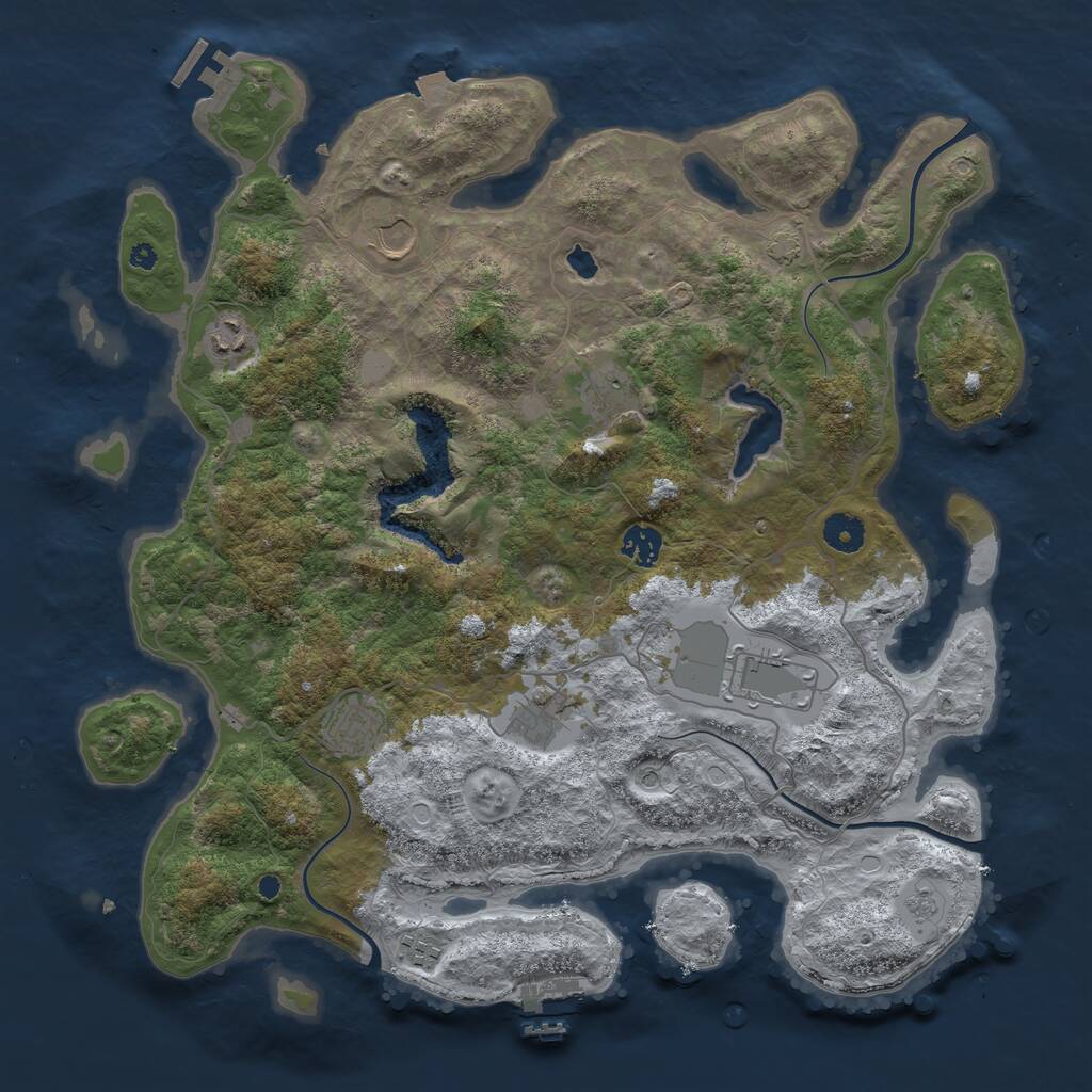 Rust Map: Procedural Map, Size: 4050, Seed: 845274351, 14 Monuments