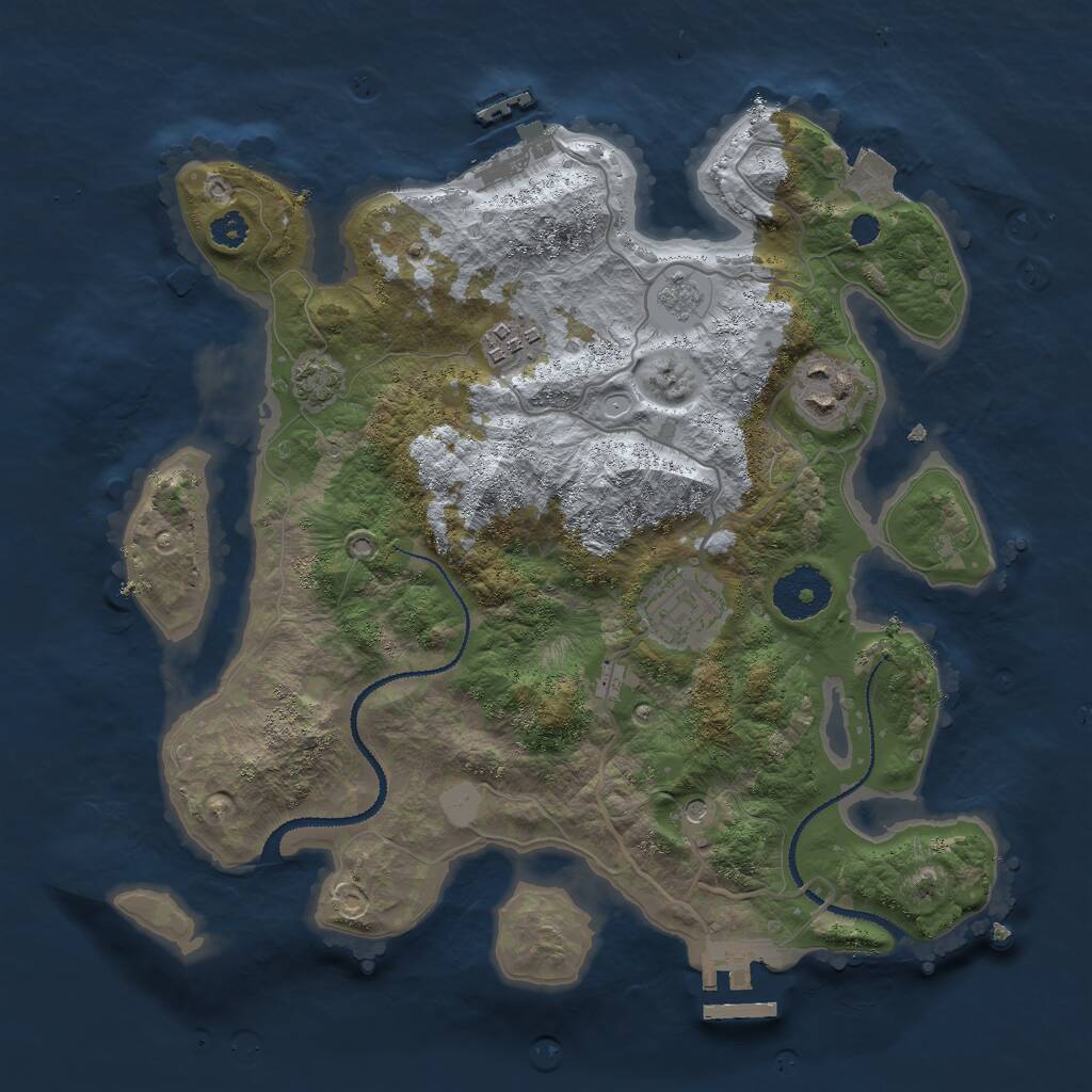Rust Map: Procedural Map, Size: 3000, Seed: 1867644325, 9 Monuments