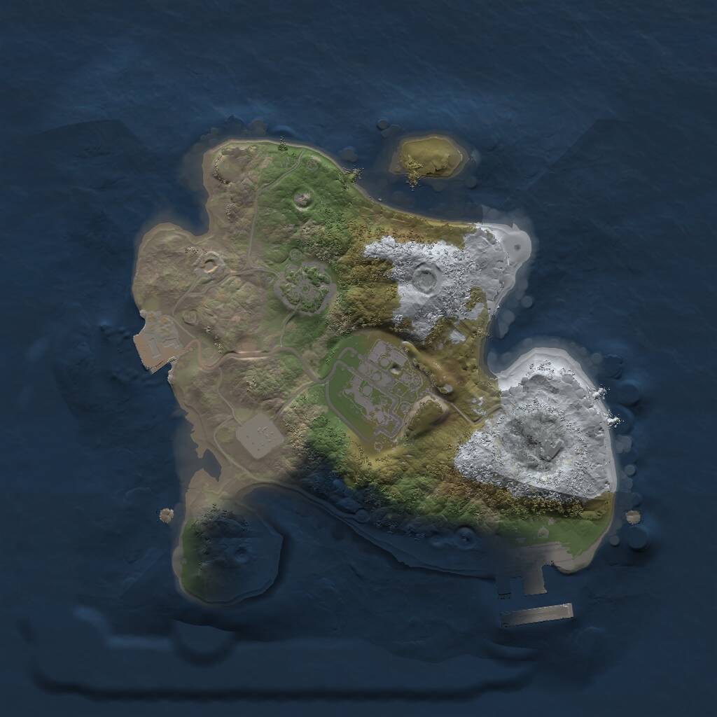 Rust Map: Procedural Map, Size: 2000, Seed: 1333844991, 4 Monuments