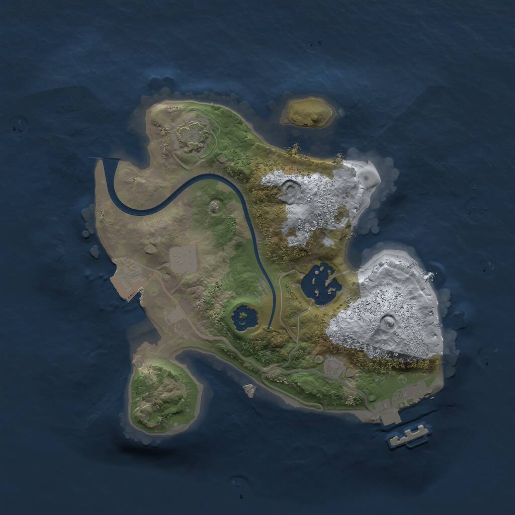 Rust Map: Procedural Map, Size: 2000, Seed: 1333844991, 4 Monuments