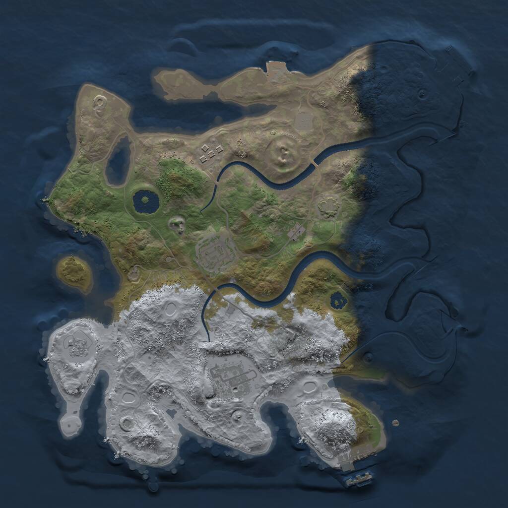 Rust Map: Procedural Map, Size: 3000, Seed: 67422842, 8 Monuments