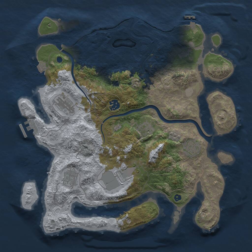 Rust Map: Procedural Map, Size: 3500, Seed: 45457233, 13 Monuments