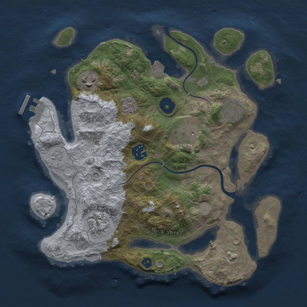 Rust Map: Procedural Map, Size: 3000, Seed: 61607675, 10 Monuments