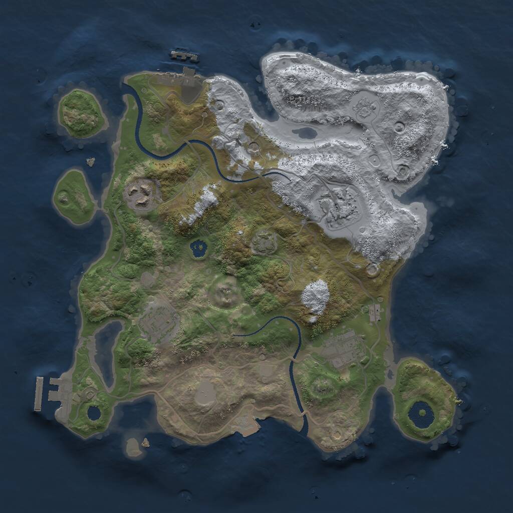 Rust Map: Procedural Map, Size: 3000, Seed: 23757, 10 Monuments
