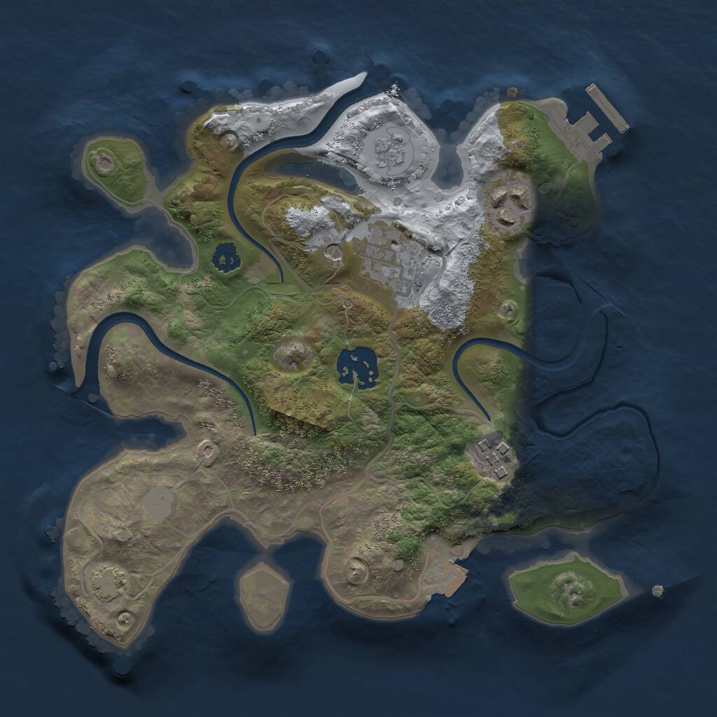 Rust Map: Procedural Map, Size: 2500, Seed: 123632772, 9 Monuments