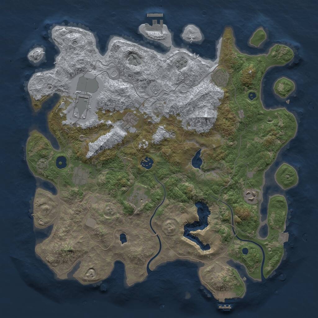 Rust Map: Procedural Map, Size: 4000, Seed: 197352, 14 Monuments