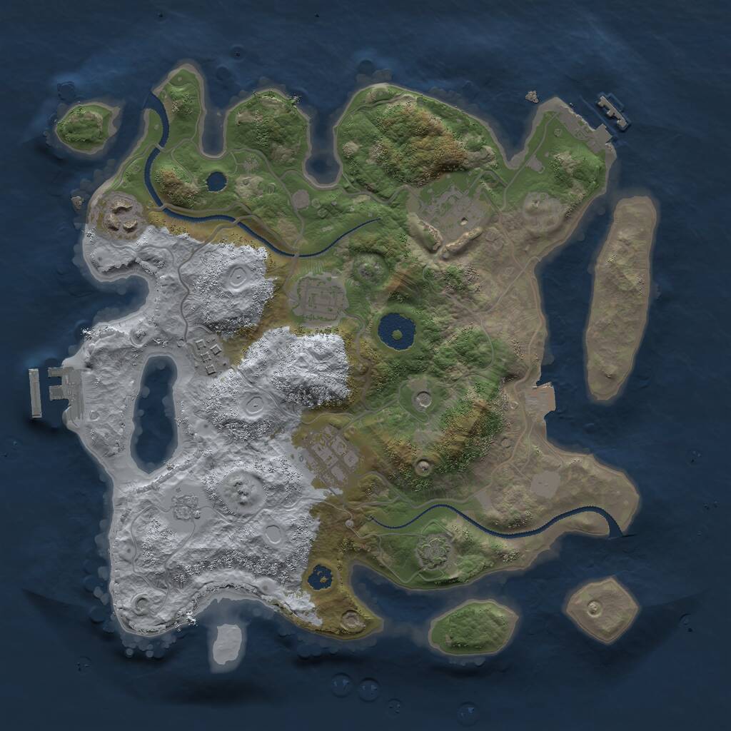 Rust Map: Procedural Map, Size: 3000, Seed: 32885, 11 Monuments