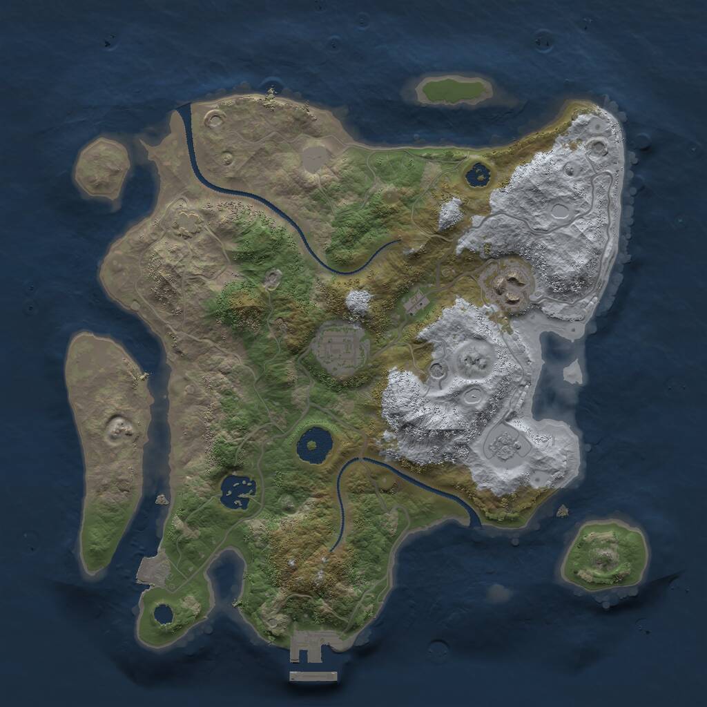 Rust Map: Procedural Map, Size: 3000, Seed: 10999, 8 Monuments