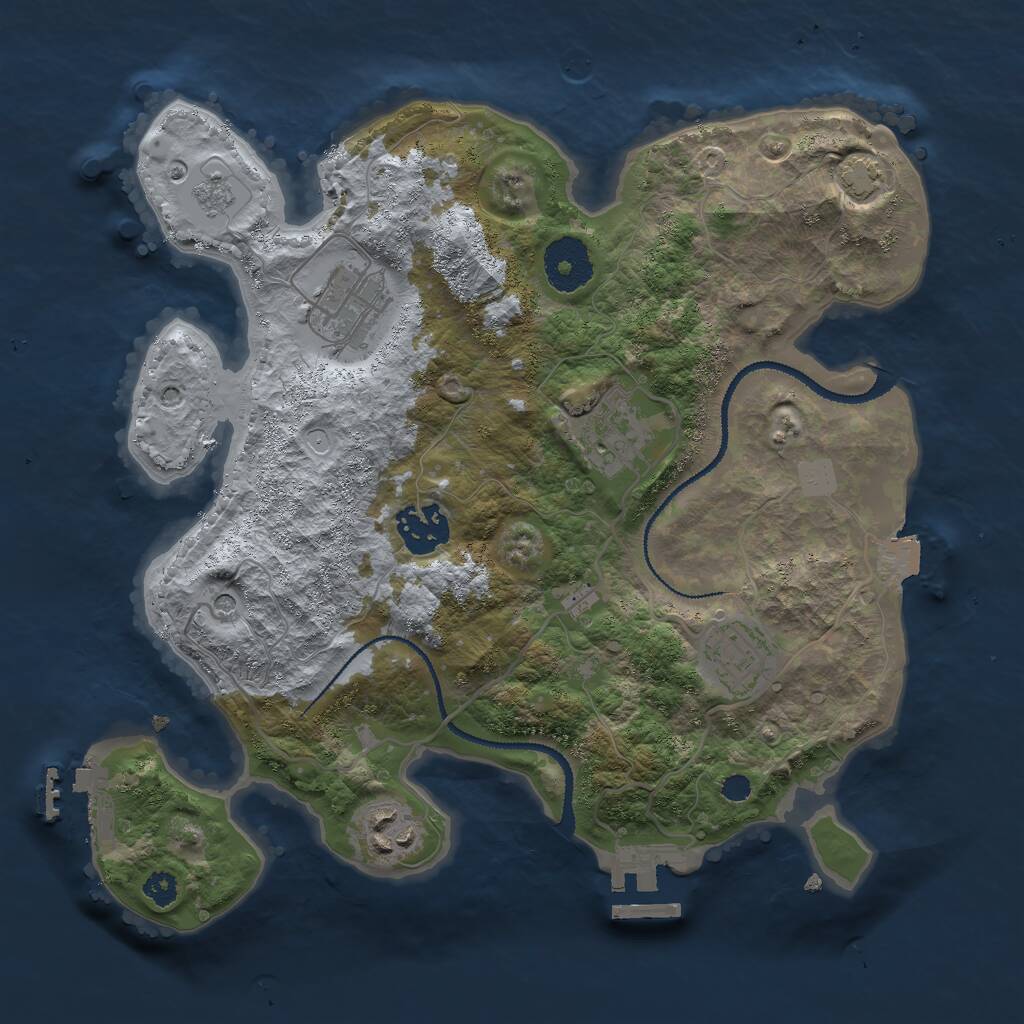 Rust Map: Procedural Map, Size: 3000, Seed: 62493, 11 Monuments