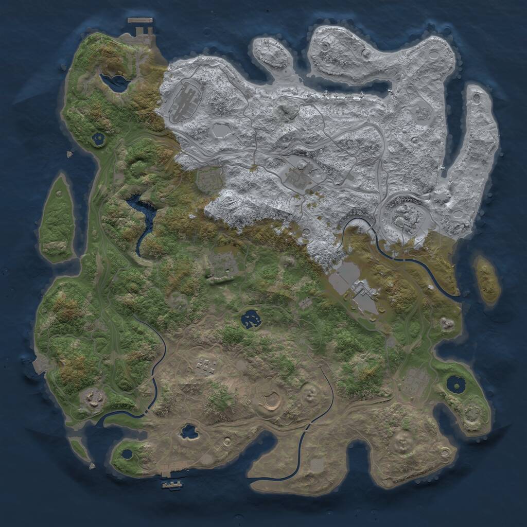 Rust Map: Procedural Map, Size: 4250, Seed: 1277120275, 17 Monuments