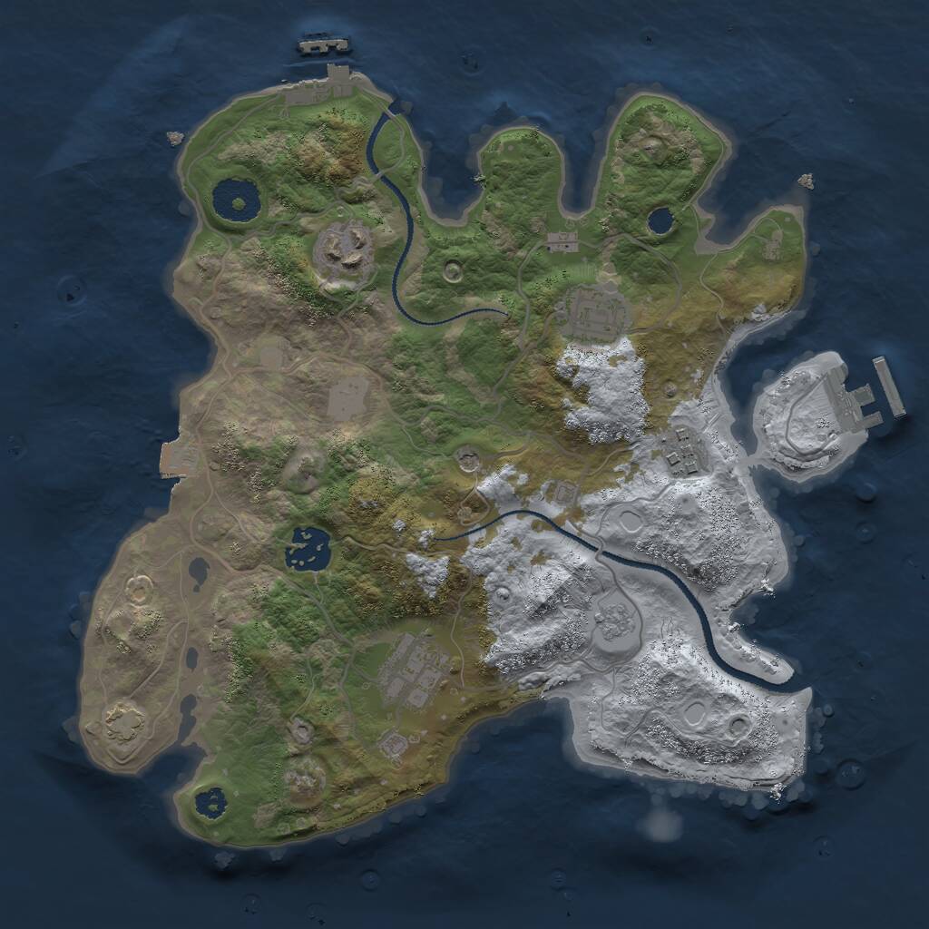 Rust Map: Procedural Map, Size: 3000, Seed: 1216497197, 11 Monuments