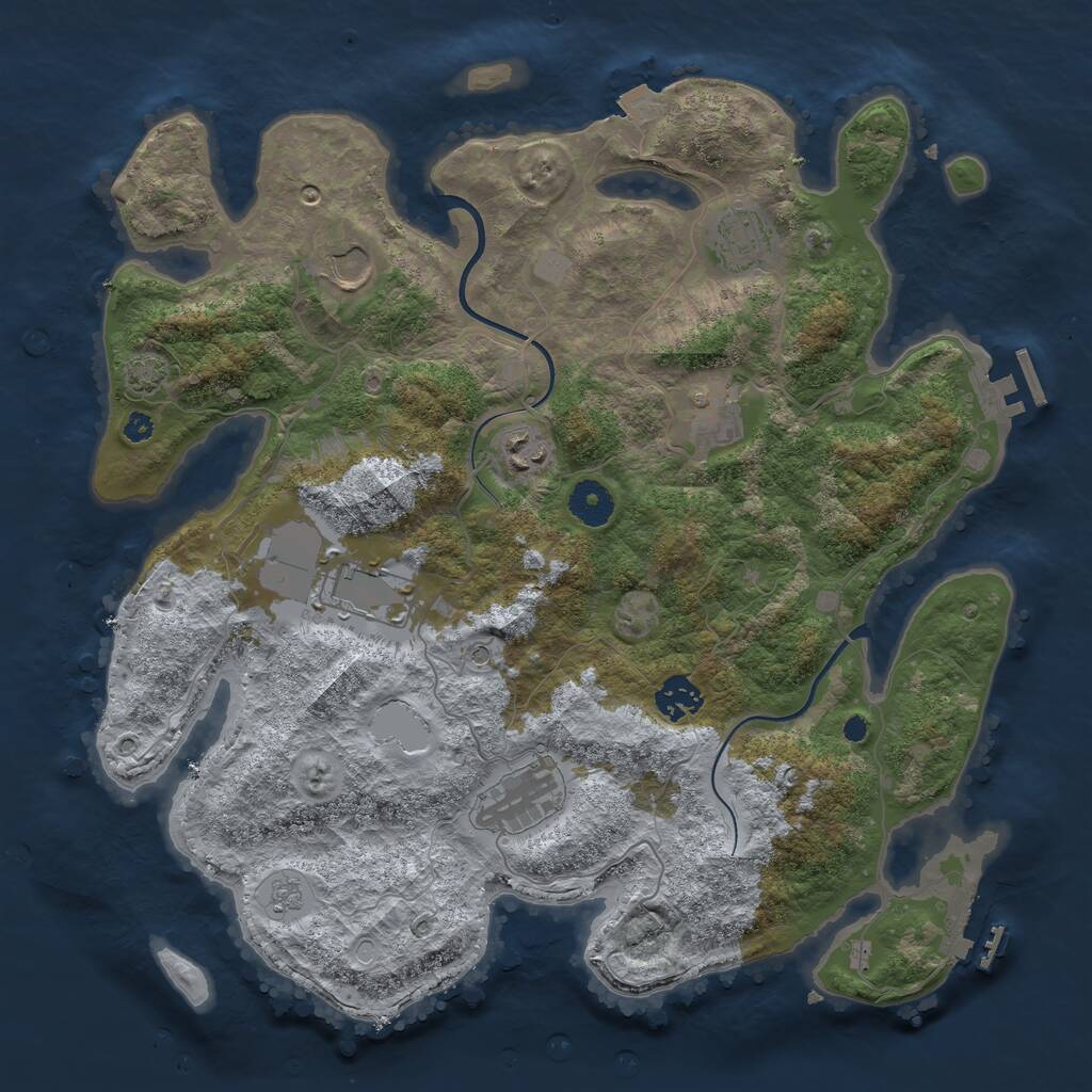 Rust Map: Procedural Map, Size: 3700, Seed: 347406774, 13 Monuments