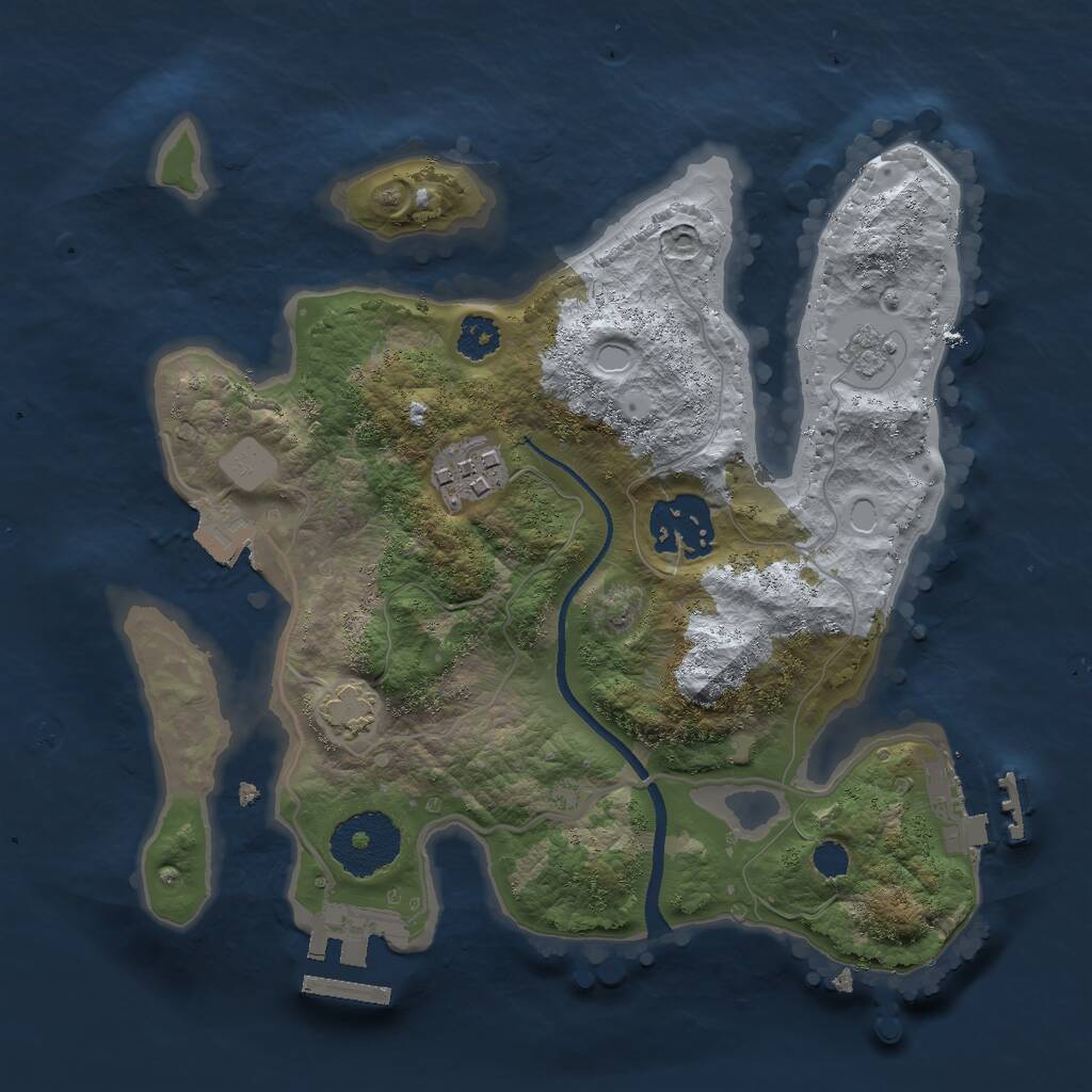Rust Map: Procedural Map, Size: 2500, Seed: 4398, 7 Monuments