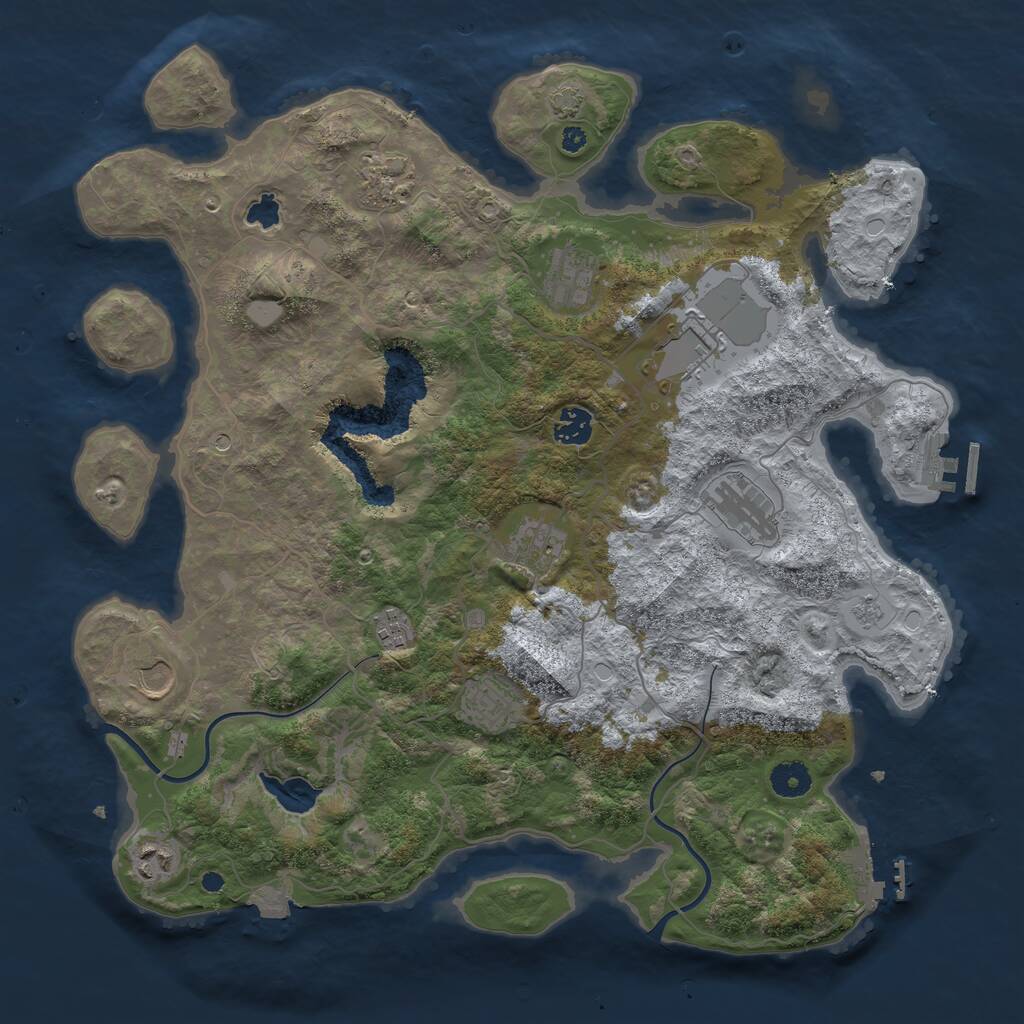 Rust Map: Procedural Map, Size: 4000, Seed: 1251883565, 16 Monuments