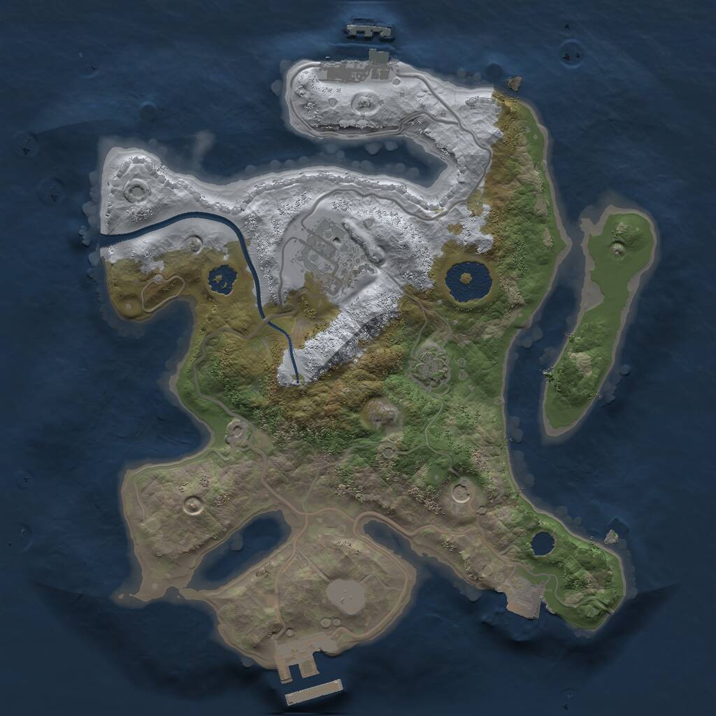 Rust Map: Procedural Map, Size: 2500, Seed: 50036, 6 Monuments