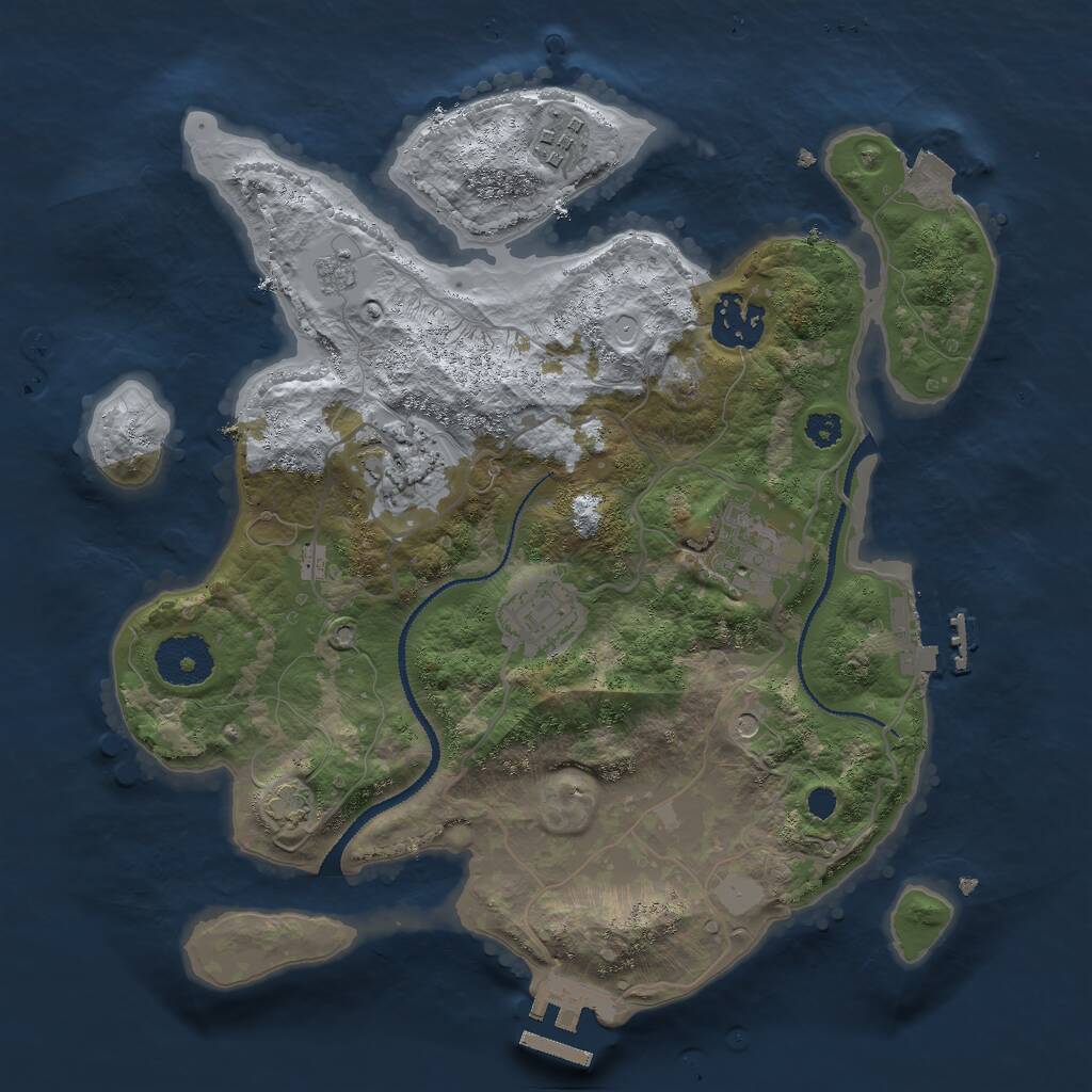 Rust Map: Procedural Map, Size: 3000, Seed: 958193601, 11 Monuments