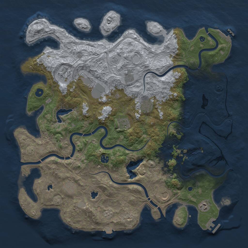 Rust Map: Procedural Map, Size: 4500, Seed: 287809924, 16 Monuments