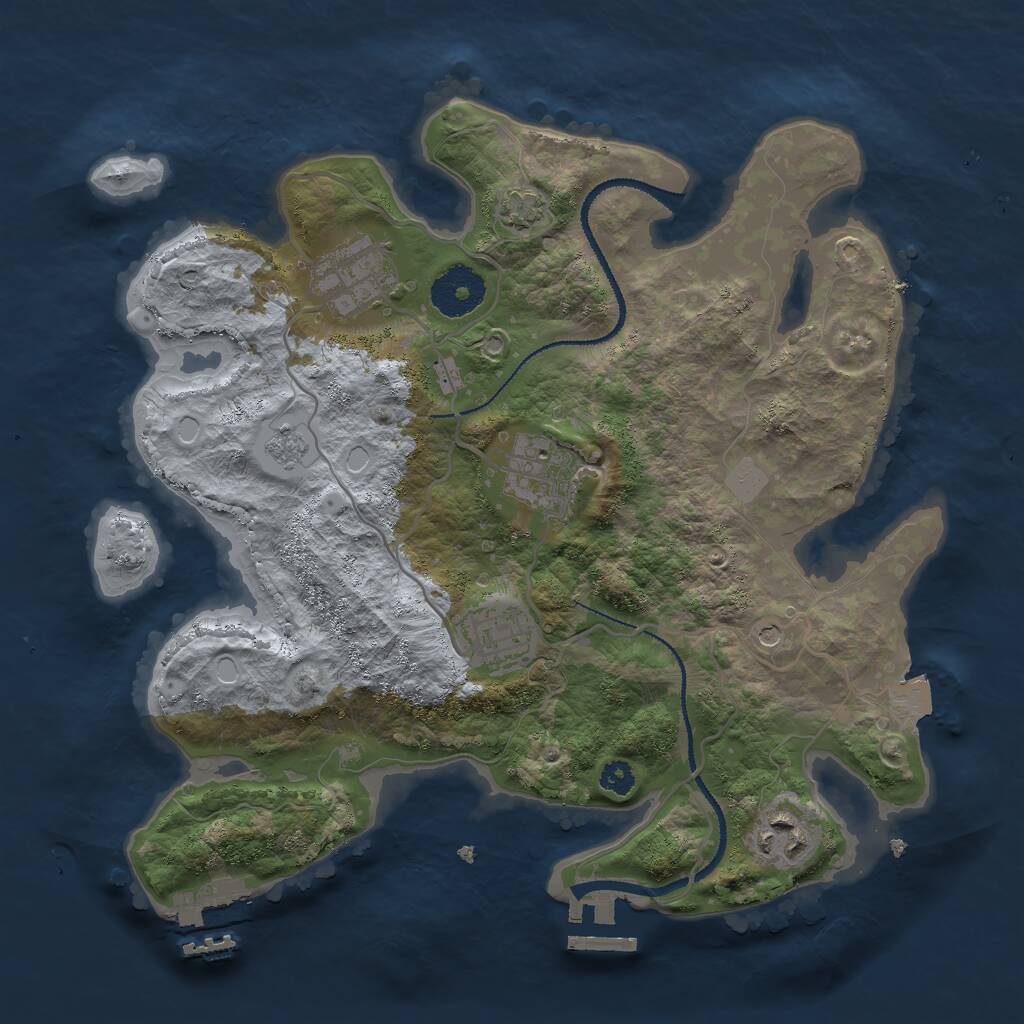 Rust Map: Procedural Map, Size: 3000, Seed: 16644, 10 Monuments
