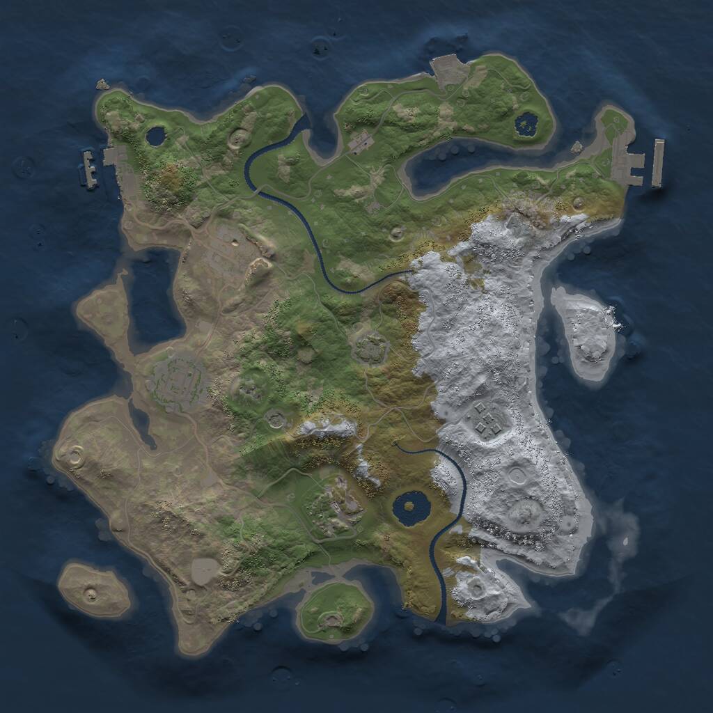 Rust Map: Procedural Map, Size: 3000, Seed: 17762087, 9 Monuments
