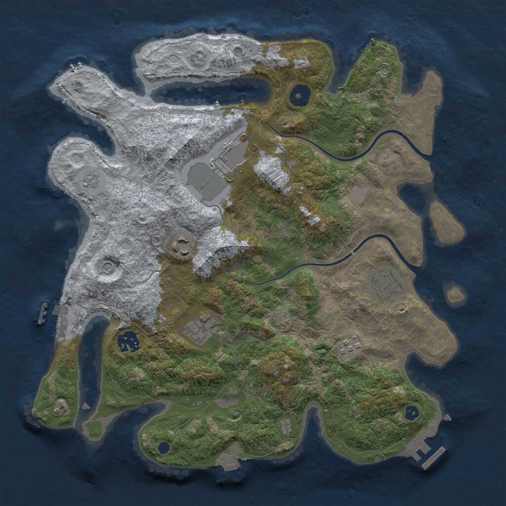 Rust Map: Procedural Map, Size: 3500, Seed: 315113766, 12 Monuments