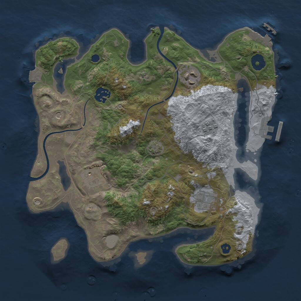 Rust Map: Procedural Map, Size: 3000, Seed: 24462, 10 Monuments