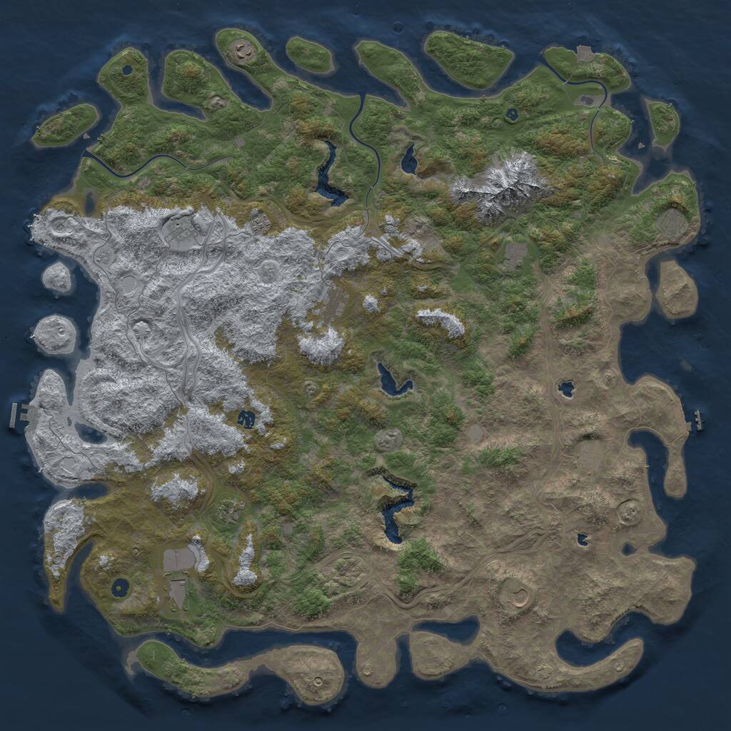 Rust Map: Procedural Map, Size: 6000, Seed: 2091014049, 17 Monuments