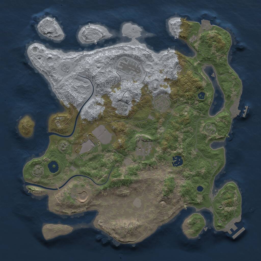 Rust Map: Procedural Map, Size: 3500, Seed: 958193601, 13 Monuments