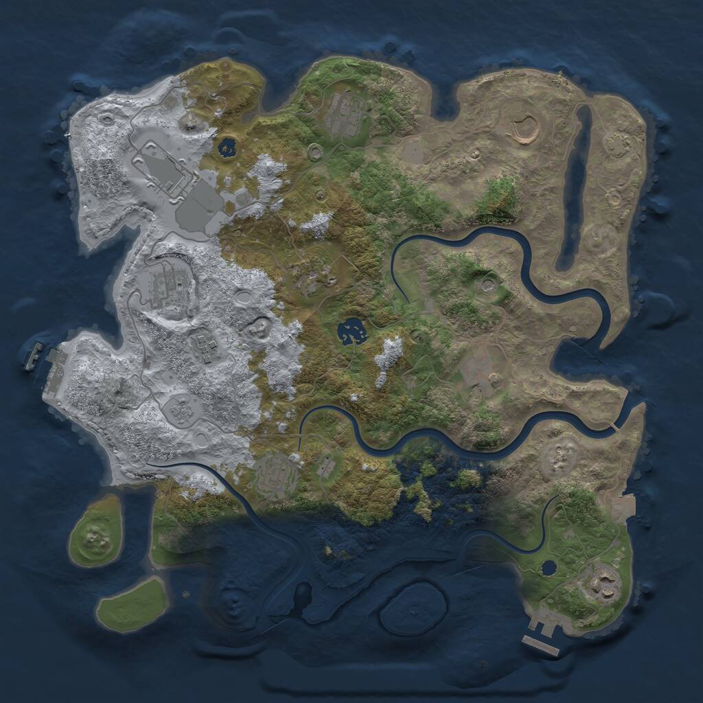 Rust Map: Procedural Map, Size: 3700, Seed: 525902929, 16 Monuments