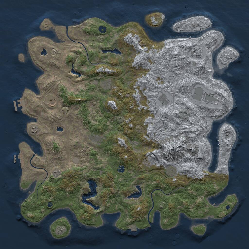 Rust Map: Procedural Map, Size: 5000, Seed: 727727, 17 Monuments