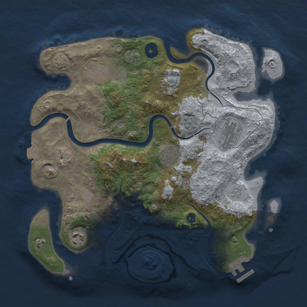 Rust Map: Procedural Map, Size: 3200, Seed: 8633432, 11 Monuments