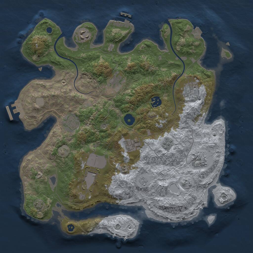 Rust Map: Procedural Map, Size: 3500, Seed: 1864132070, 15 Monuments