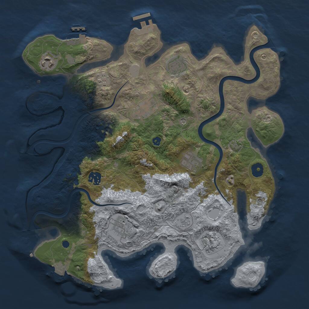 Rust Map: Procedural Map, Size: 3500, Seed: 758107035, 14 Monuments