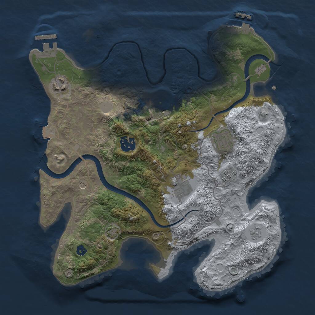 Rust Map: Procedural Map, Size: 3000, Seed: 737127346, 12 Monuments