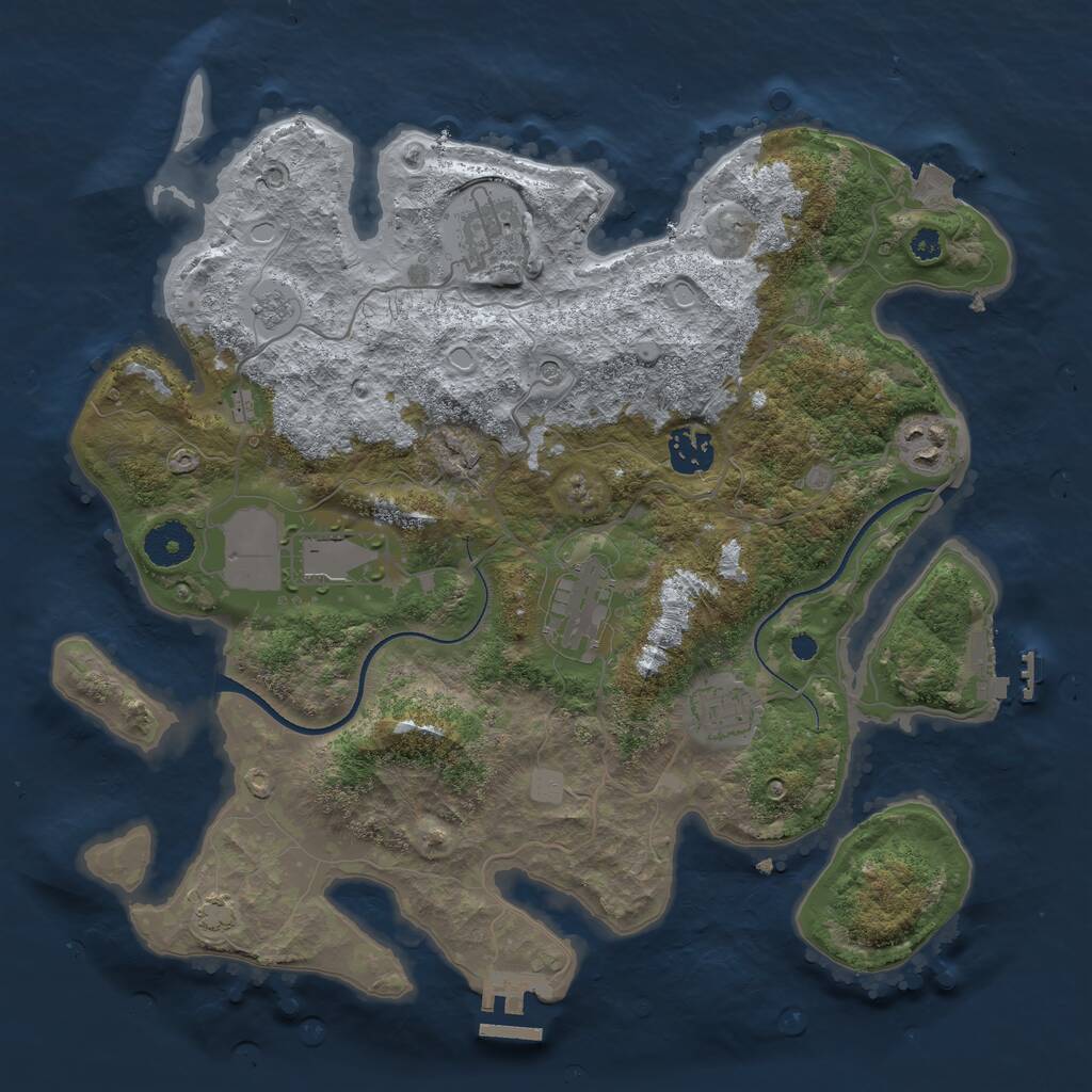 Rust Map: Procedural Map, Size: 3500, Seed: 955613167, 12 Monuments