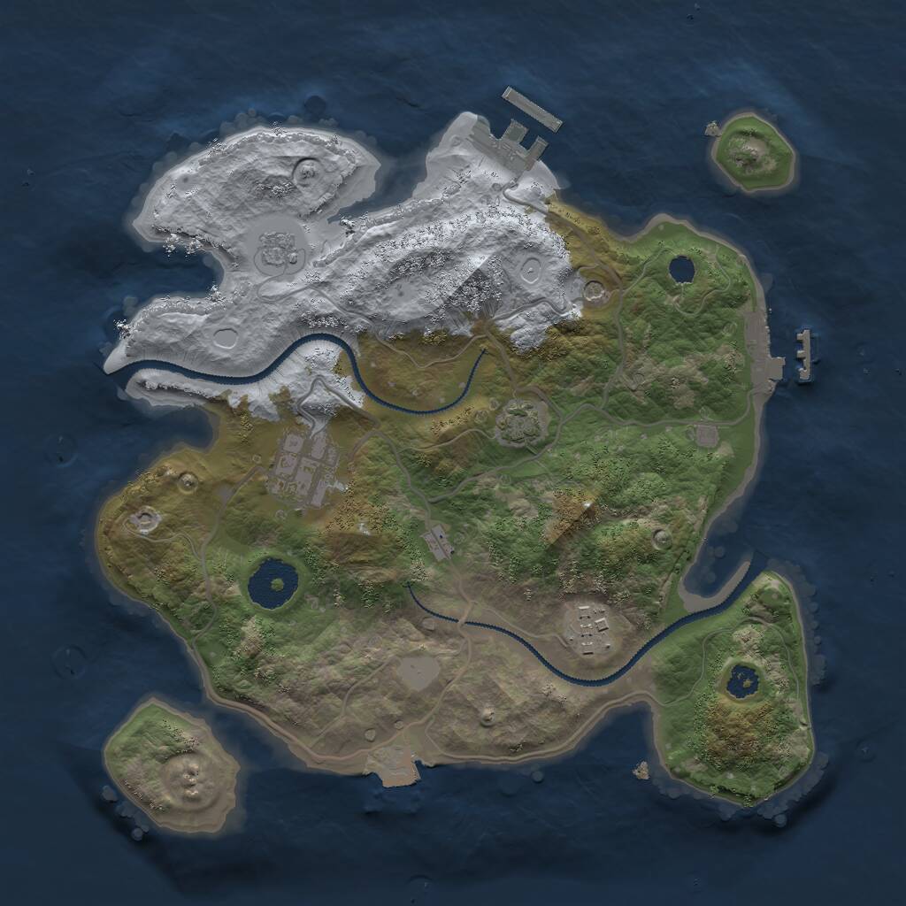 Rust Map: Procedural Map, Size: 2800, Seed: 7777, 8 Monuments