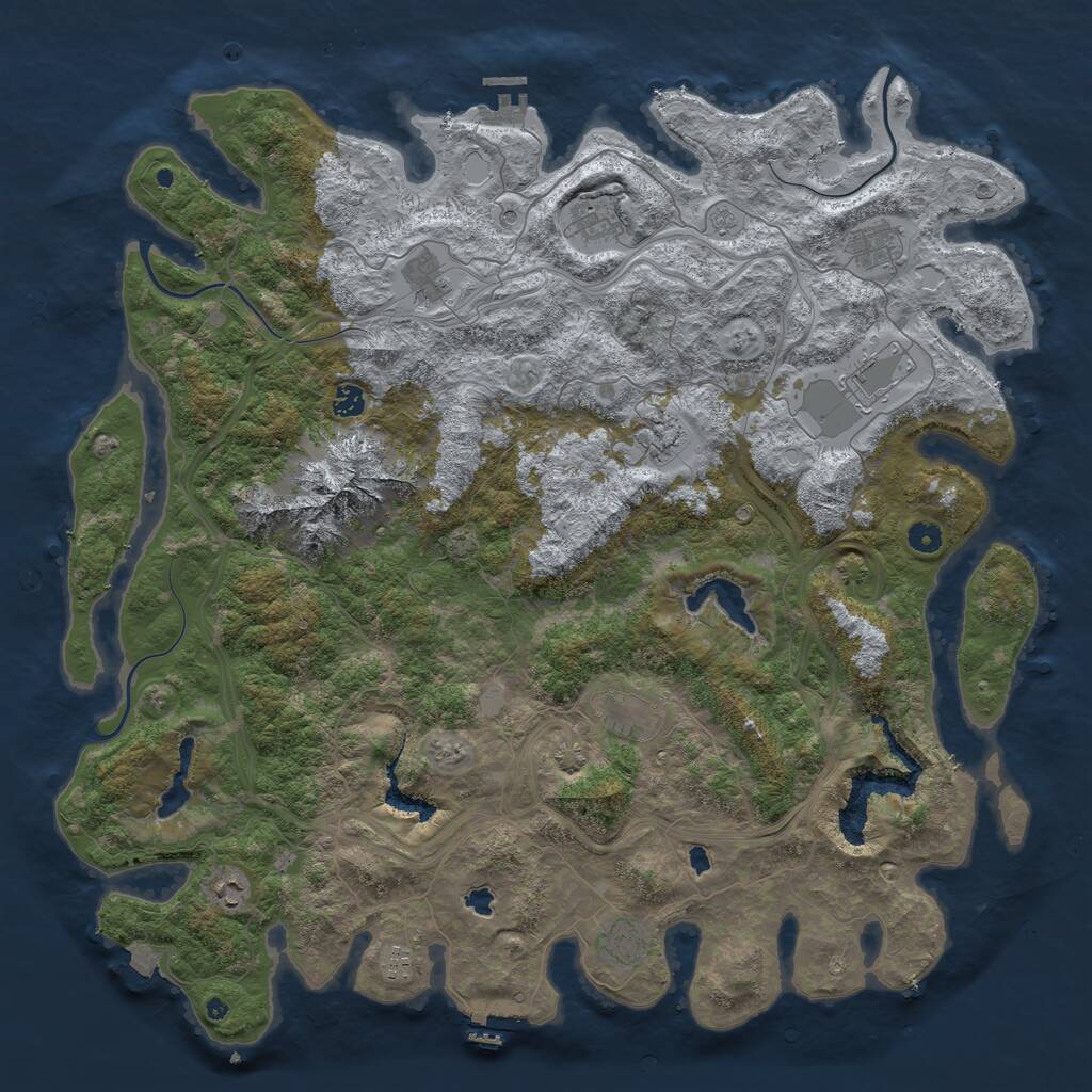 Rust Map: Procedural Map, Size: 5000, Seed: 3958482, 16 Monuments