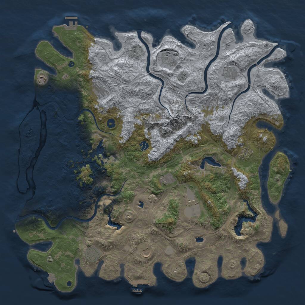 Rust Map: Procedural Map, Size: 5000, Seed: 3958482, 17 Monuments