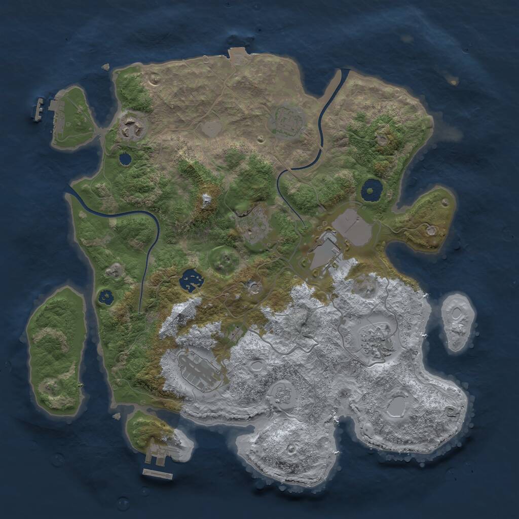 Rust Map: Procedural Map, Size: 3500, Seed: 846347549, 12 Monuments